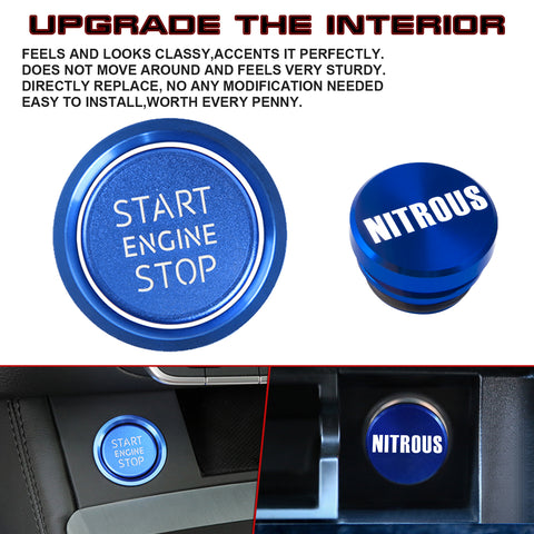 Blue Aluminum Engine Start + Cigarette Lighter NITROUS Button Trim For Audi A4