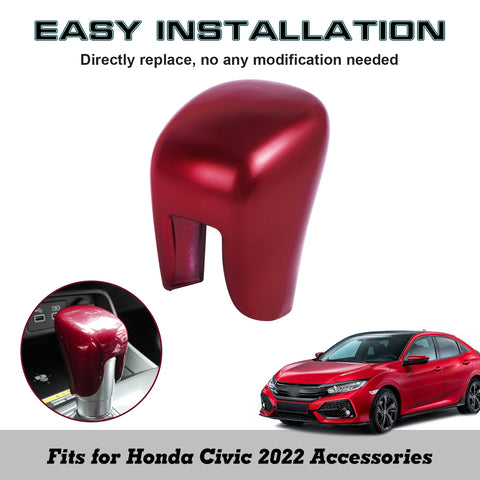 Red Interior Gear Shift Lever Head Knob Cover Trim For Honda Civic 11th Generation 2022 & 10th Gen Honda Accord 2018 2019 2020 2021