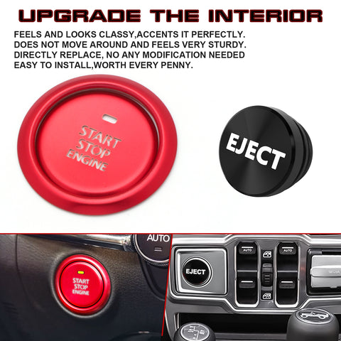 Alloy Engine Start + Black Cigarette Lighter Eject Button Trim For Mazda 3 2020+