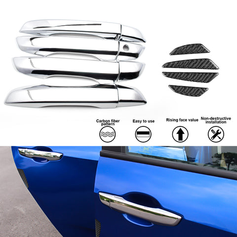 Chrome Silver Door Handle+Door Edge Protect Guard Trim For Honda Civic 2016-2021