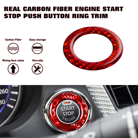 For Infiniti Q50 Q60 Red Carbon Fiber Engine Start Stop Button Ring Trim Cover