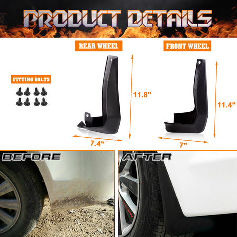 4PCS Front&Rear Mud Flap Splash Guard Accessories For 2016-21 Honda Civic Sedan