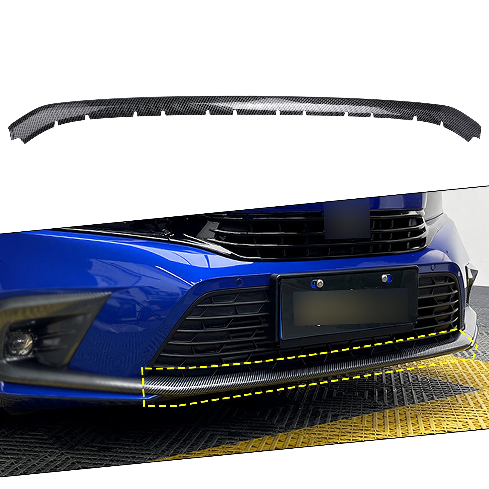Carbon Fiber Pattern Front Bumper Lip Cover Trim For Honda Civic