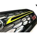 Glossy Red / Fluorescent Yellow Front Grille Pinstripe Vinyl Sticker Trim for Subaru WRX STI 2018 2019 2020, Racing Sport Front Hood Panel Pre-cut Stripe Decal Molding