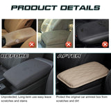 1PC Universal Car Center Console Armrest Pad Cover Seat Box Leather Pattern Beige 30x21cm