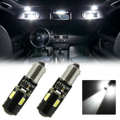 2x White\ Amber BA9S 9W CREE LED Bulbs Vehicle Car Map Light 1895 H6W 53 57