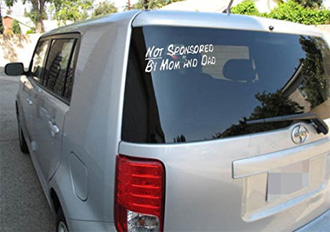 3pcs 7" Cool My Car Is "Not Sponsored By Mom And Dad" Car Window Die-Cut Graphic Vinyl Decals for SUV Truck Car Bumper, Laptop, Wall, Mirror, Motorcycle
