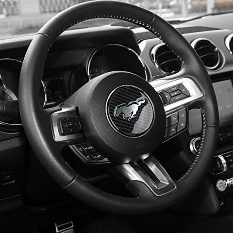 Real Carbon Fiber Steering Wheel Insert Decoration Cover Emblem Sticker for 2015 and up Ford Mustang