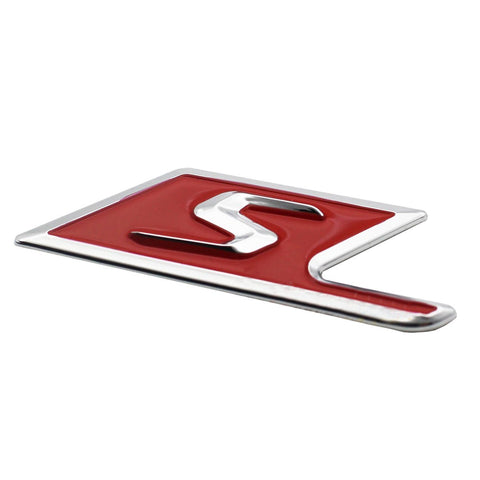 3D Chrome S Logo Car Rear Trunk Lid Emblem Sticker For Mercedes Benz AMG [Red/Black]