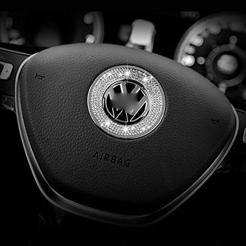1 Piece 3D Rhinestone Car Steering Wheel Logo Decoration Sticker Ring Decal FOR VW VOLKSWAGEN