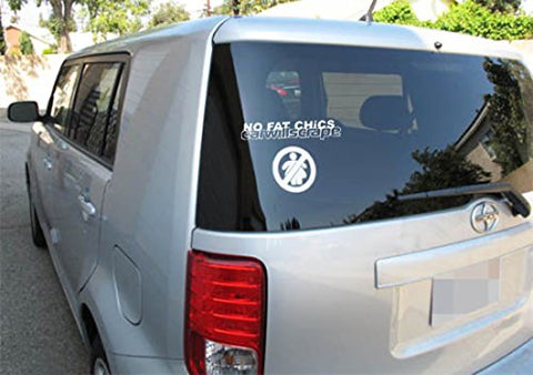 3pcs Funny Joke "No Fat Chick, Car Will Scrape" Drift Racing Car Window Die-Cut Graphic Vinyl Decals for SUV Truck Car Bumper, Laptop, Wall, Mirror, Motorcycle