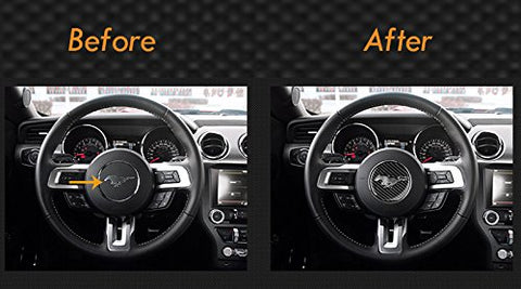 Real Carbon Fiber Steering Wheel Insert Decoration Cover Emblem Sticker for 2015 and up Ford Mustang