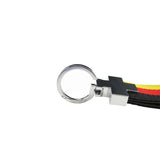 1x Flag Stripe Nylon Band w/ Inner Leather Key Fob Chain Keychain Ring For Audi BMW Mercedes Porsche etc Germany/M-colored/Italian Flag