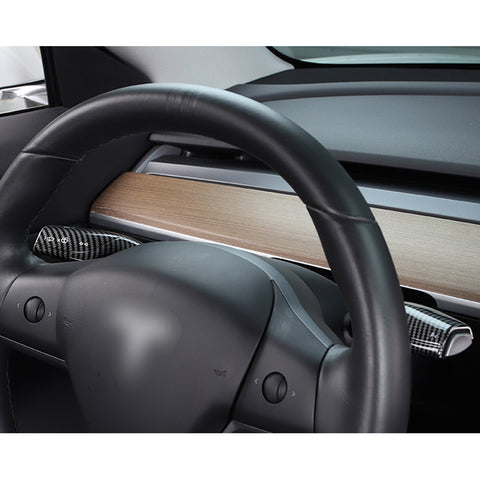 Steering Wheel Paddle Shifter Cover Trim Compatible With Tesla Model 3 2017-2023 & Model Y 2020-up (Carbon Fiber Pattern)