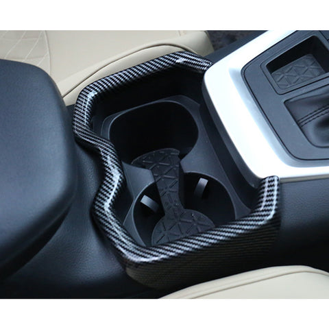 For Toyota RAV4 19-2024 Carbon Fiber Look Water Cup Holding Frame Overlay Cover