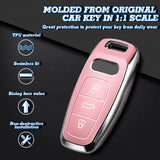 Pink TPU Leather Anti-dust Full Seal Remote Key Fob Cover For Audi A6L A7 A8 Q7