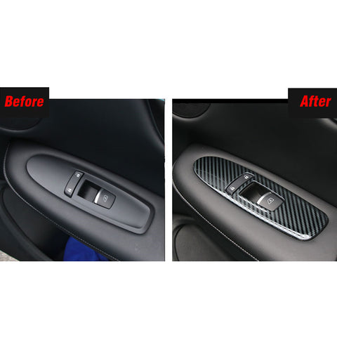 4pcs Carbon Fiber Pattern Car Door Window Lock Panel Frame Cover Window Lift Switch Bezel Trim Driver Passenger Side for Infiniti Q50 Q60 2014-2019