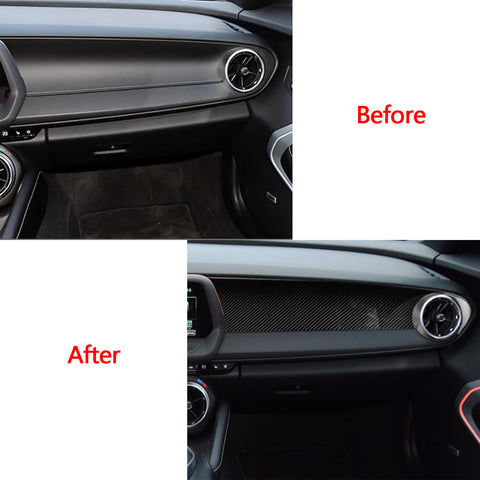 Real Carbon Fiber Copilot Dashboard Console Panel Cover Trim Overlay for Chevrolet Camaro 2016-2020