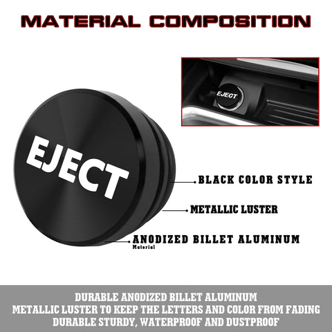 Red Carbon Engine + Black Cigarette Lighter Eject Button Trim For Chevrolet GMC