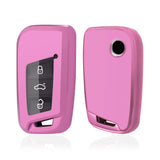 Pink Soft TPU Full Protect Remote Key Fob Cover For VW Passat Jetta 3/4 Button