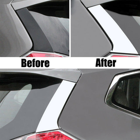 2pcs Stainless Steel Car Rear Window Spoiler Pillar Cover Trunk Wing Side Trim for Nissan Rogue T32 X-Trail 2014-2019