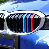 Exact Fit M-colored Sporty Kidney Grille Insert Trim Stripe for BMW 3 Series G20 2019 2020 (8 Beam Bars)