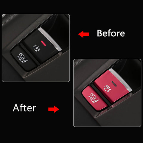 Red / Silver Aluminum Handbrake Button Cap for Honda Accord 2018-2020, Car Electronic Handbrake Parking P Gear BRAKE HOLD Frame Cover Decal Trim