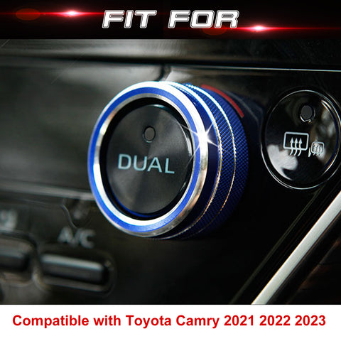 2PCS Blue AC Knob Control Ring Surround Decoration Trim For Toyota Camry 2021-up