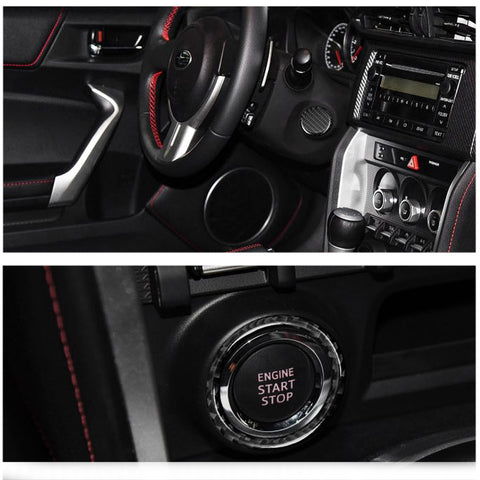 Carbon Fiber Car Engine Start Stop Button Trim Decor Cover Sticker for Subaru BRZ Toyota 86
