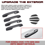 Carbon Fiber Style Door Handle+Door Edge Protect Trim For Honda Civic 11th 2022+