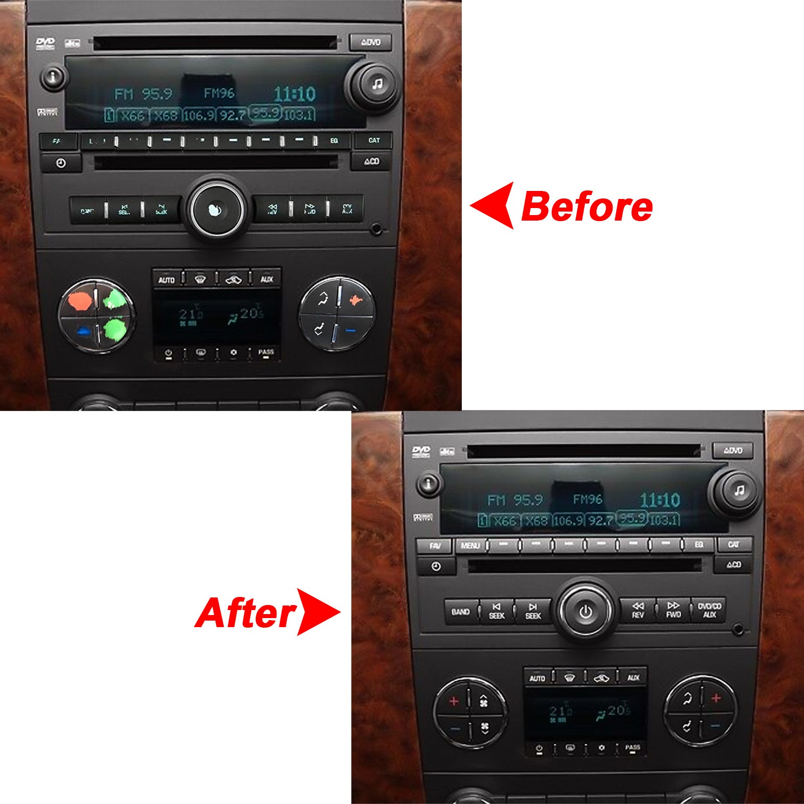 Button Dash Fix Radio Dash Button,AC Dash Button Sticker Repair Kit Vinyl Overlay Deca ...