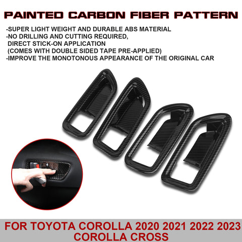 Carbon Fiber Texture Door Handle Bowl Trim For Toyota Corolla Cross 2020-2023