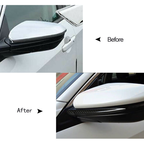 Carbon Fiber Print Rear view Side Door Mirror Pillar Cover Strip Decoration Trim for Honda Civic 10th Gen Sedan 2016 2017 2018 2019 2020