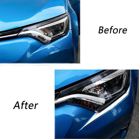 2pcs ABS Chrome Headlight Head Lamp Lower Cover Trim for Toyota RAV4 2016-2018