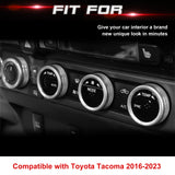 For Toyota Tacoma 16-2023 Silver AC & 2WD/4WD Switch Control Knob Rings Cover