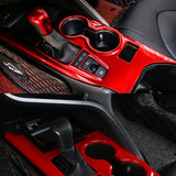 ABS Carbon Fiber / Red / Blue / Wood Gear Shift Frame Console Panel Trims Cover Cup Holder Decor Decal for Toyota Camry 2018-2024