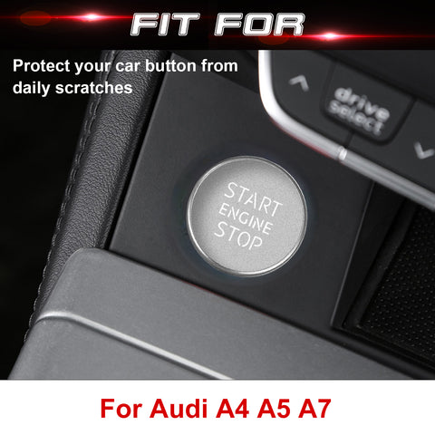 Aluminum RS Style Keyless Start Engine Stop Push Button Stickers Cover Trim Compatible with Audi A4 A5 A6 A7 A8 Q5 S4 S5 S6 S7 S8 RS4 (Silver)