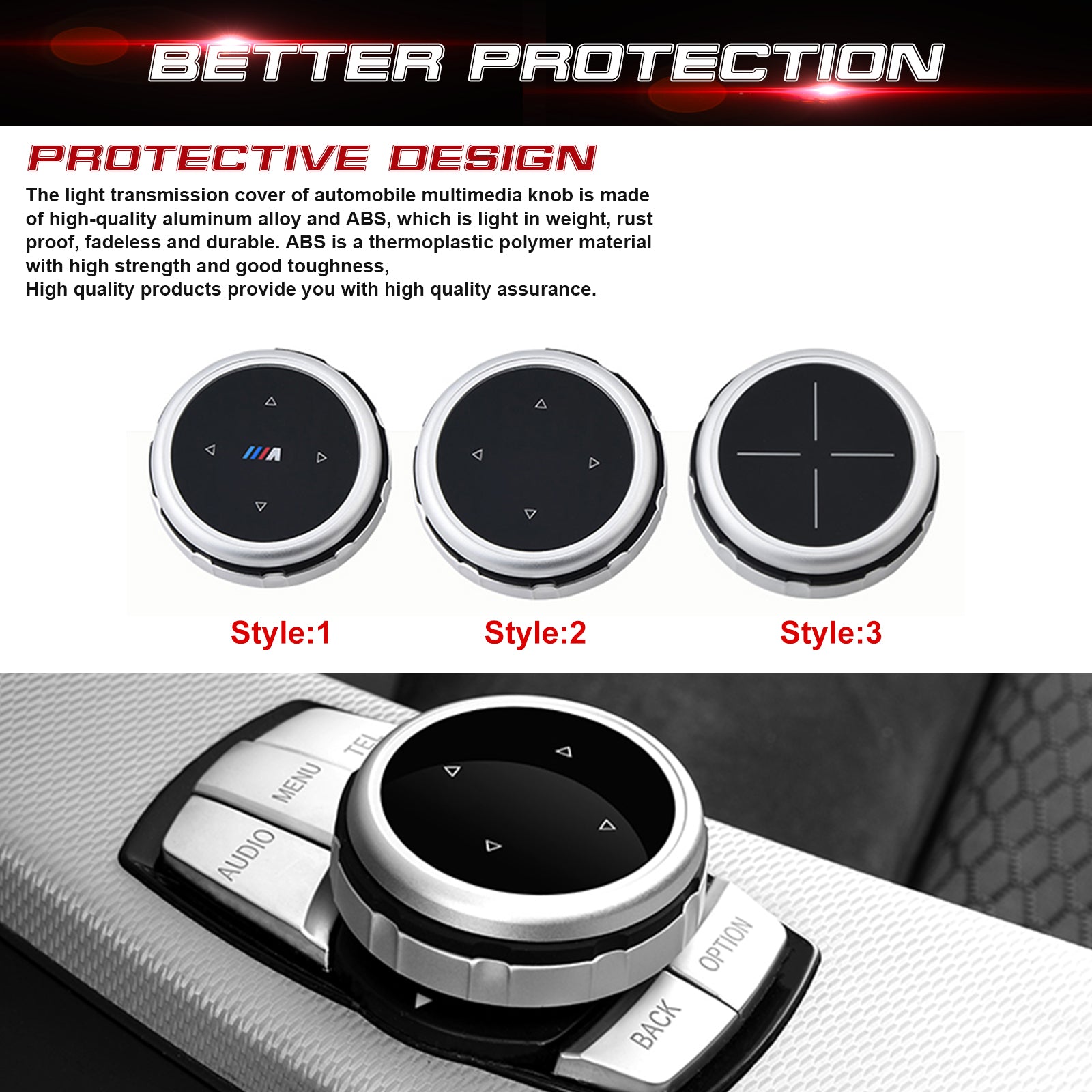 Silver Multi-Media IDrive Button Cover Decor Trim For BMW 1 2 3 4