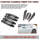 Carbon Fiber Style Smart Door Handle+Door Edge Protect Trim For Honda Accord 18+