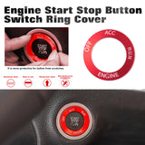 Car Interior Aluminum Alloy AC Climate/Radio Button Switch Knob Cover & Engine Ignition Start Stop Push Button Surrounding Ring Decor Trim Compatible with Dodge Challenger Charger 2015-2021 (Red)