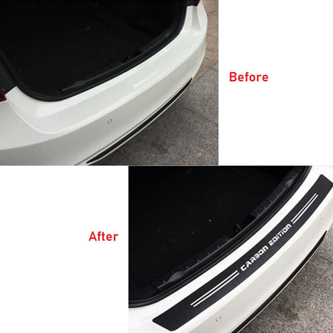 Carbon Fiber Pattern Rear Trunk Sill Scratch Protector Vinyl Decal Rear Bumper Guard Sticker Trim for BMW 1 2 3 4 5 6 7 Series M3 M4 Z4, 35.43"