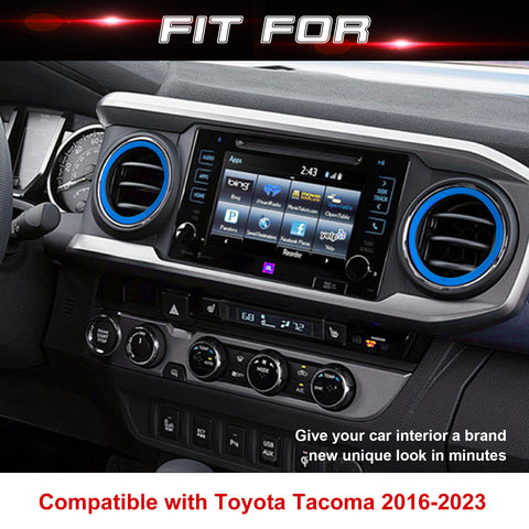 Sporty Blue Alloy Air Vent Inner Outlet Ring Cover For Toyota Tacoma 2016-2023