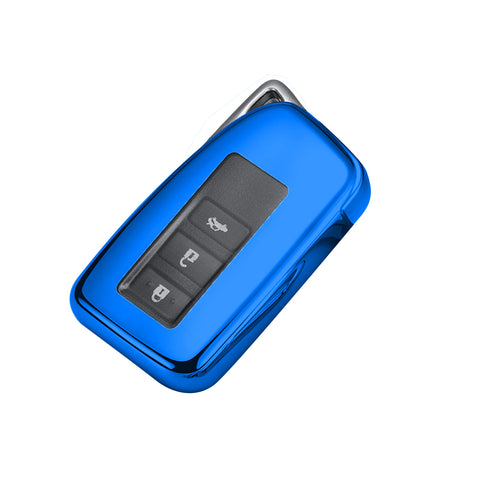 Xotic Tech Blue TPU Key Fob Shell Full Cover Case w/ Blue Keychain, Compatible with Lexus NX RX 250 GS IS RC 300 Smart Keyless Entry Key