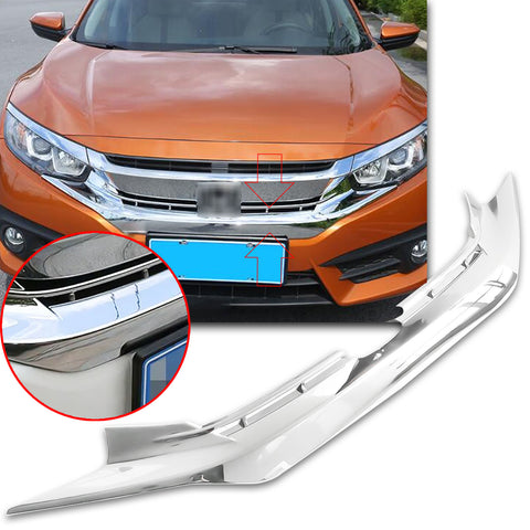 ABS Front Bumper Center Grille Lower Frame Cover Trim Honda Accord 2016 2017 2018 Chrome Silver