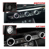 Centre Console AC Climate Control Knob Surrounding Ring + Engine Start/Stop Push Button Covers Decoration Combo Kit Compatible with Honda Civic 11th Gen 2022 (Silver)