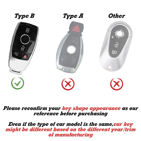 Silver TPU Leather 3 Button Remote Key Fob w/Keychain For Mercedes-Benz E S-Class 2017 2018 up