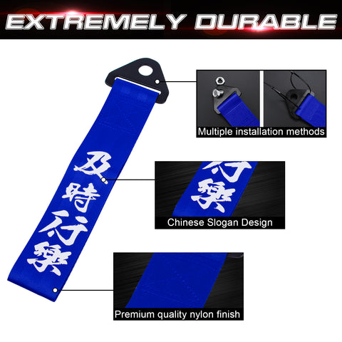 Set Sporty Blue Chinese Slogan Towing Strap For Infiniti G35 Q50 Nissan 370Z GTR