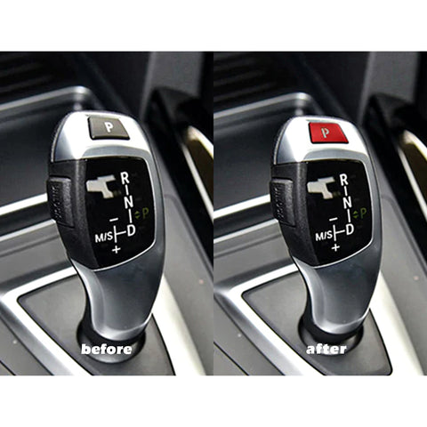 Red Gear Shift Knob Lever P Parking Shift Button Cover Frame Trim For BMW 1 2 3 4 5 7 Series X3 X5 X6 F01 F07 F10 F20 F23 F25 F30 F33 E70 E71 220i 430i 320i