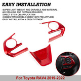 Xotic Tech Inner Steering Wheel Button w/ Bottom Piece Cover Trim Set, Sporty Red, Compatible with Toyota RAV4 2019-2024