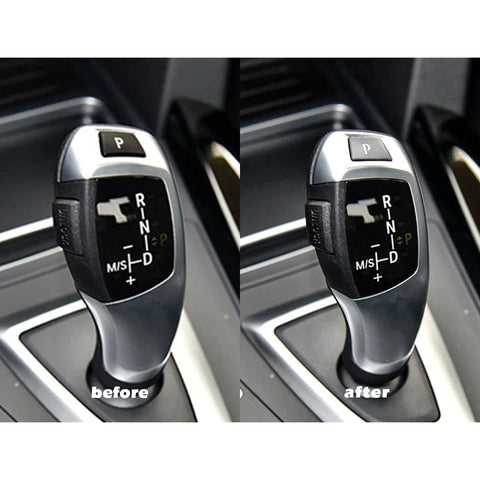 Silver Gear Shift Knob Lever P Parking Shift Button Cover Frame Trim For BMW 1 2 3 4 5 7 Series X3 X5 X6 F01 F07 F10 F20 F23 F25 F30 F33 E70 E71 220i 430i 320i